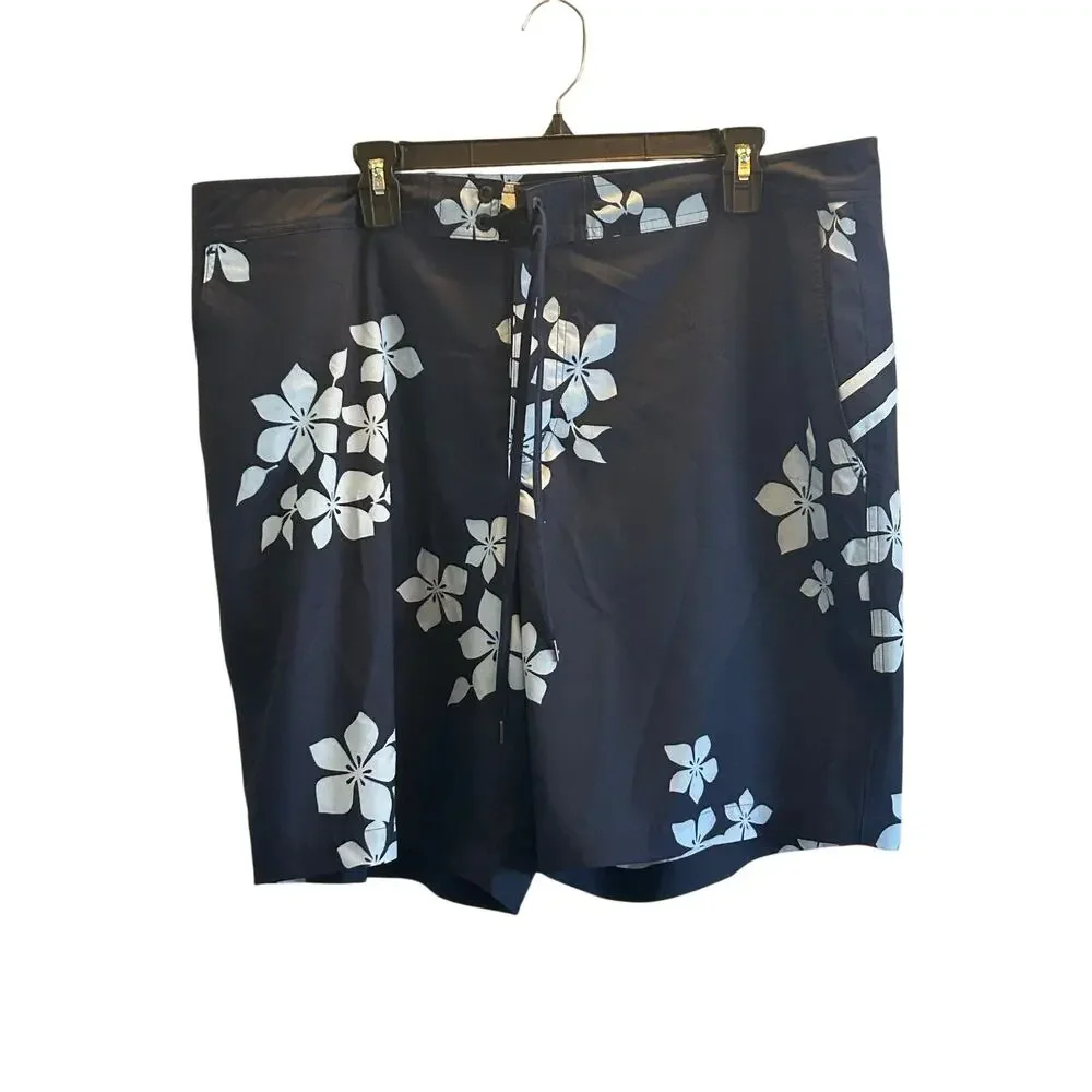 Lands End floral blue board shorts Beachy resort cruise size 40